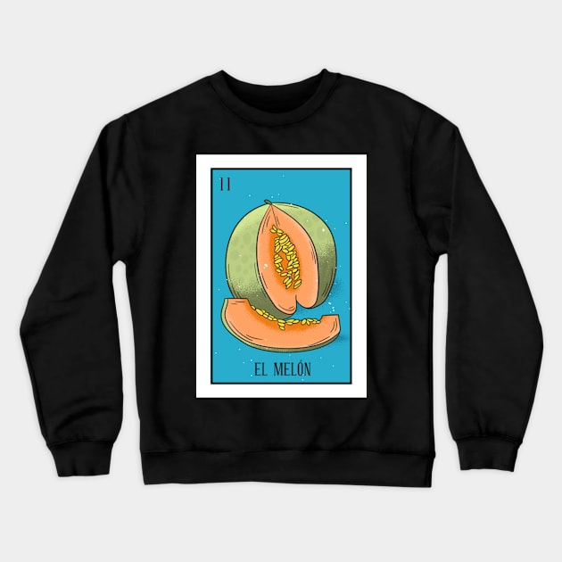 Mexican Loteria 11 El Melon The Melon Crewneck Sweatshirt by Zone32